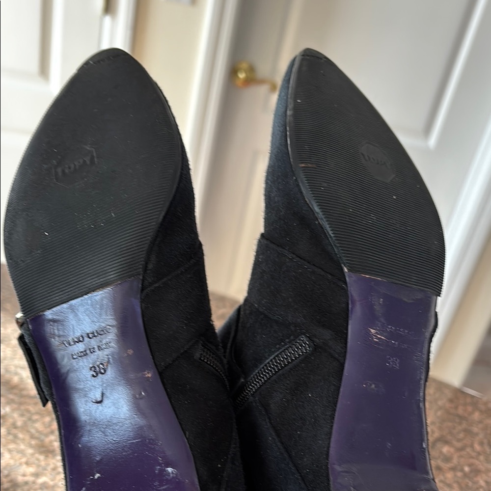 FABIO BUSCONI LADIES BLACK SUEDE SILVER BUCKLE BOOTIES-8 - Picture 8 of 12